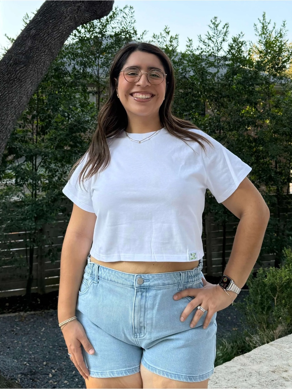 Shiny by Nature Cropped Tee 4XL Sky Blue Cotton Plus Size T-Shirt